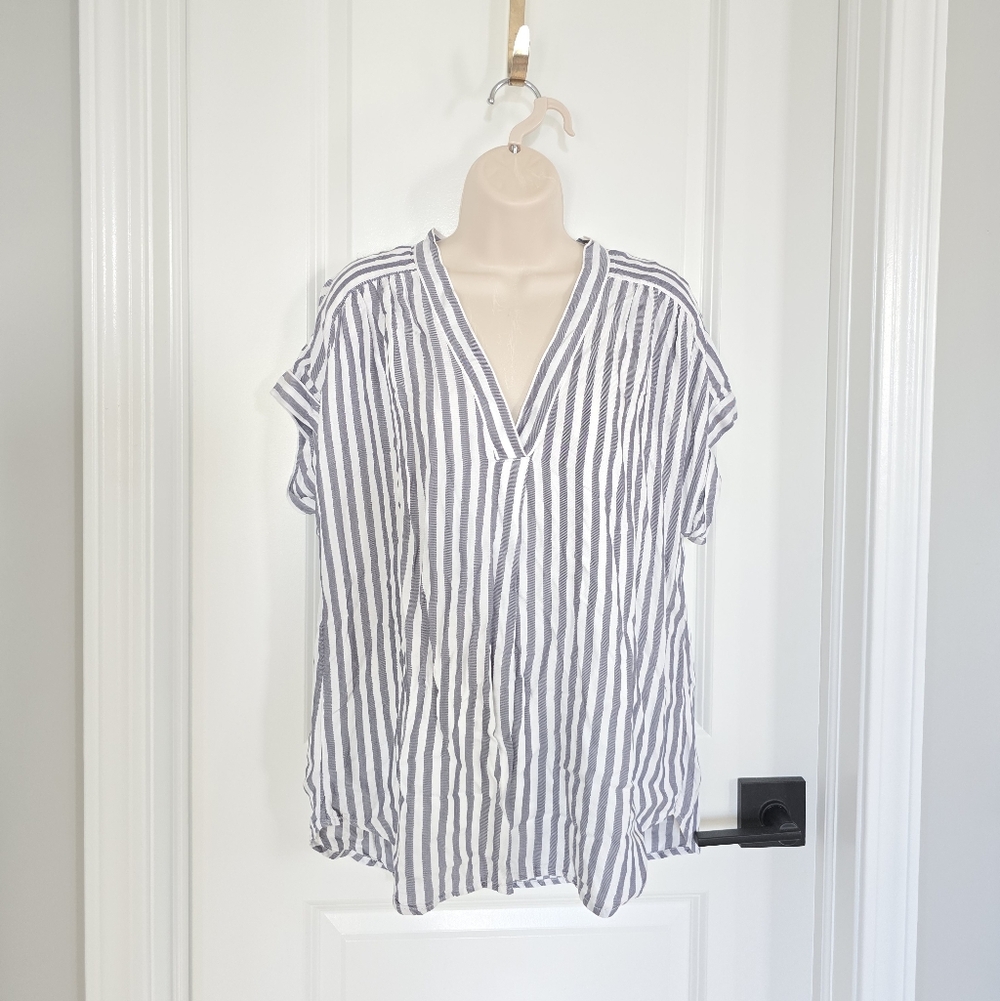 Workshop Republic Clothing Striped V-Neck Blouse Sz Medium Worn 1x